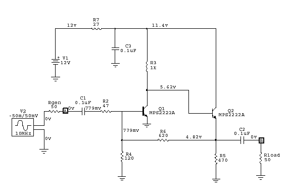 23 dB amplifier schematic